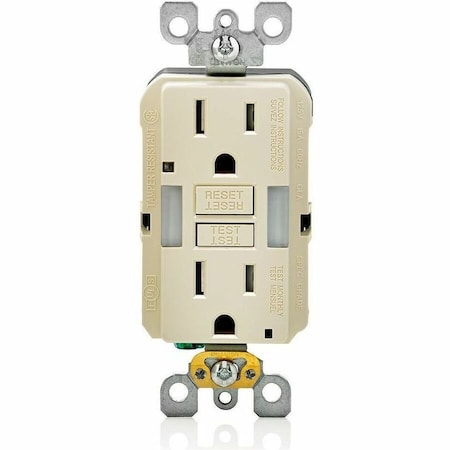 Leviton Self-Test GFCI Receptacle, Combination with Light, 15 Amp, 125 Volt, 5-15R NEMA GFNL1-T