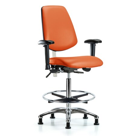 Blue Ridge Ergonomics Clean Room Chair Vin Hi Ben Chair, Med, Bk, Orange, CL100, Adjustable Arms, 26" to 35-1/2" Height BR-NCR-VHBCH-MB-CR-T0-A1-CF-RG-8613