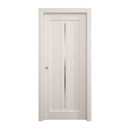 Sartodoors Sliding Pocket Door 36 x 80 inches, Ego 5014 Painted White Oak, Kit Rail Hardware, Solid Wood Int EGO5014PD-PWO-36