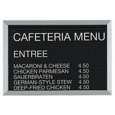 Aarco Framed Letter Board Message Center , Frame is Aluminum, Letter Board is Black Felt, 12''Hx18''W BOFD1218