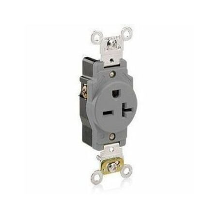 Leviton Industrial Series Heavy Duty Grade Single Receptacle, 20 Amp, 250 Volt 5461-GY