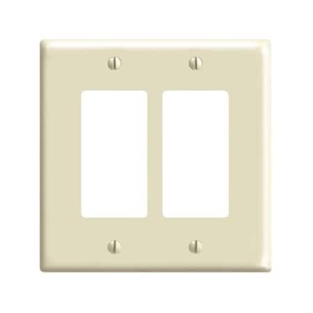 Leviton Decora Wallplate, Midway Size, Gang 2, Ivory 80609-I