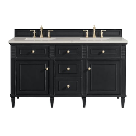 James Martin Vanities Lorelai 60" Double Vanity, Black Onyx, w/ 3 CM Siberian Silestone Top 424-V60D-BKO-3SFR