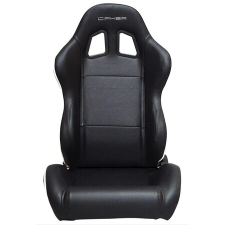 Omnisports Auto  Synthetic Leather with White Accent Piping Universal Racing Seats - Black OM986567