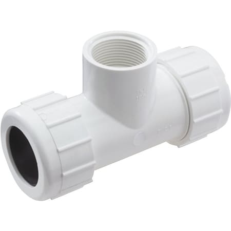 Nds CPT-0500-S Pipe Tee, 1/2 in, Compression x Slip-Joint, PVC, White, SCH 40 Schedule, 150 psi Pressure 162-603