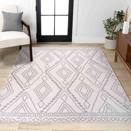 Jonathan Y Rih Moroccan Style Diamond Ivory/Gray 4 ft. x 6 ft. Area Rug MOH306A-4