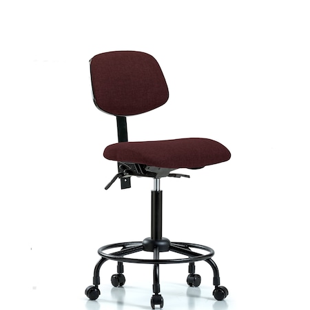 Blue Ridge Ergonomics Chair, Fabric, Med Bench, RT Casters, Bur, No Arms, 22" to 29" Height, Burgundy BR-FMBCH-RT-T0-A0-RC-F41