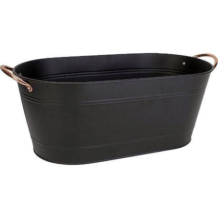 Panacea 16'' Oval Steel Black Modern Farmhouse Washtub Planter 81429