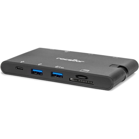 Rocstor Portable USB-C Multiport Adapter, 2x USB-C, USB-A, HDMI, VGA, RJ45, SD Card Y10A263-B1