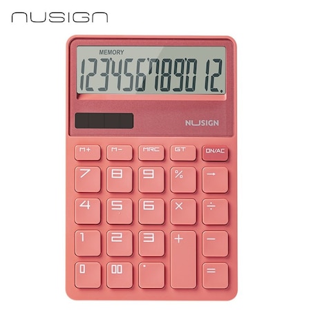 Deli NUSIGN Calculator, Dual Power, 5 Angle, Anti-Slip Base, Pink, 20PK ENS042