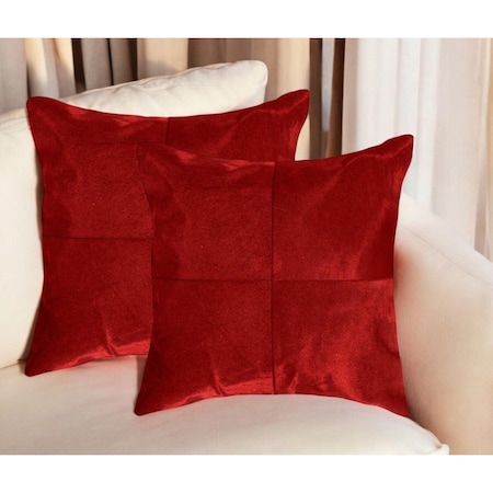 Homeroots Set of Two 18" Red Cowhide Throw Pillows, 2PK 544613