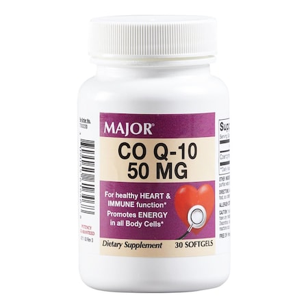 Major Pharmaceuticals Coenzyme Q-10, Dietary Supplement, Major, 50mg Strength, Unflavored, 30PK 00904561646