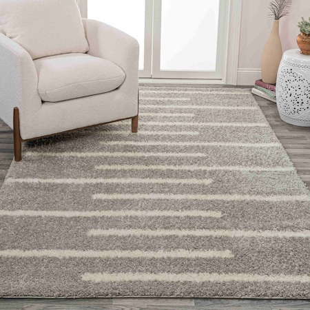 Jonathan Y Alaro Berber Stripe Shag Gray/Ivory 5 ft. x 8 ft. Area Rug MOH402B-5