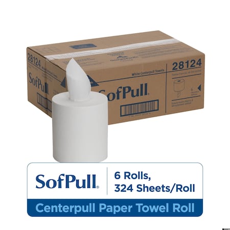 Georgia-Pacific Sofpull® Regular Centerpull Premium Paper Towel By Gp Pro (Georgia-Pacific), White, 6 Rolls Per Case 28124