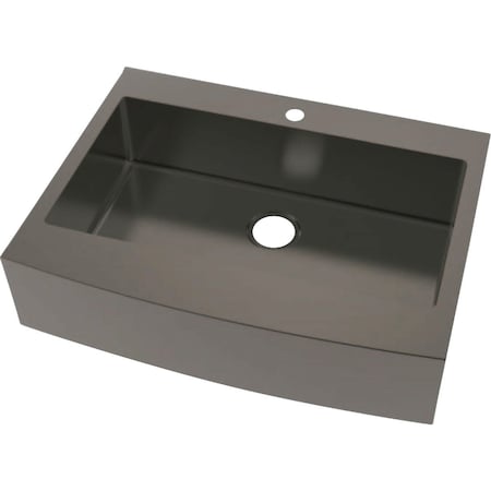 Cmi Compass Single Bowl 33''x25''x8'' Black SS Retrofit Dual Mount Curved Front Apron Farm Sink 482-7726