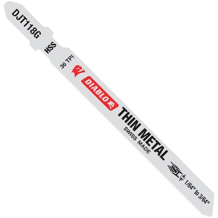 Diablo T-Shank 3-5/8'' x 36 TPI High Speed Steel Jig Saw Blade for Thin Metal, 5PK DJT118G5