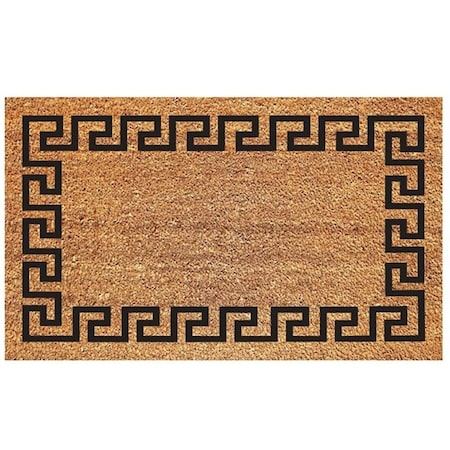 Decoir NonSlip Door Mat, 18 in L, 30 in W, Rectangular, Greek Key Pattern, BlackTan 77FLGKY830