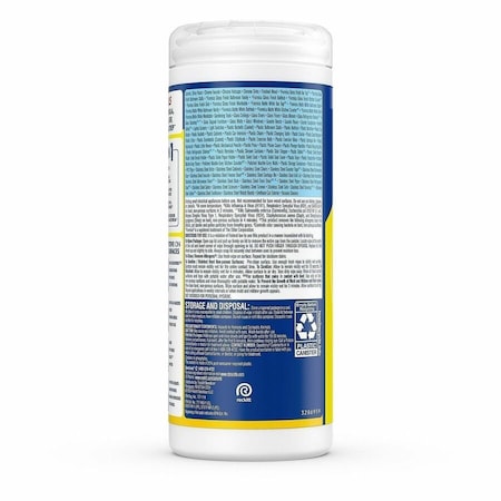 Lysol Lemon/Lime Disinfect Wipes, 7.25" W x 7" L Canister, Lemon & Lime Blossom, White, 35 PK RAC81145