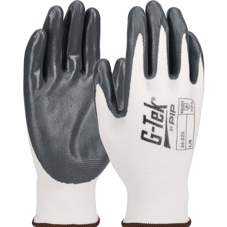 G-Tek Economy Seamless Knit Nylon Glove with Nitrile Coated Smooth Grip on Palm & Fingers, 12PK 34-225/S