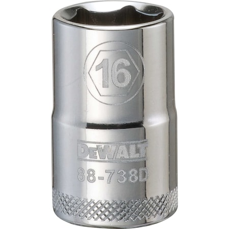Dewalt Drive Socket, 6-Point, 16mm - 1/2in DWMT88738OSP