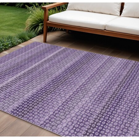 Homeroots 8' X 10' Lavender And Purple Striped Washable Indoor Outdoor Area Rug 610603