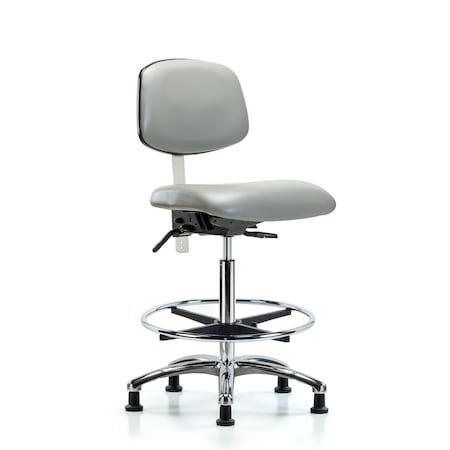 Blue Ridge Ergonomics Hi Bench Chair, Vinyl, CF, Glds, Dov, CL100, No Arms, 26" to 35-1/2" Height, Dove BR-NCR-VHBCH-CR-T1-A0-CF-RG-8567