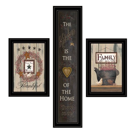Homeroots Set Of Three The Primitive Kitchen Black Framed Print Kitchen Wall Art, 3PK 406681