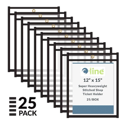 C-Line Products 12" x 15" Black Stitched Shop Ticket Holders, 25/BX 46125