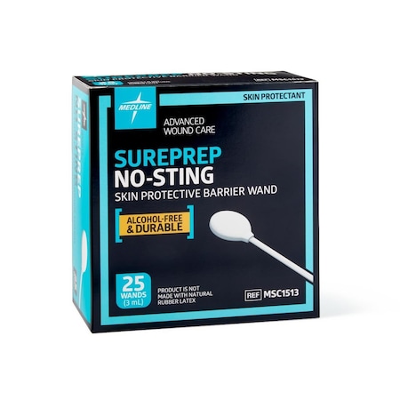 Medline SurePrep No-Sting Skin Protective Barrier, Wand, 3 mL, 25PK MSC1513Z