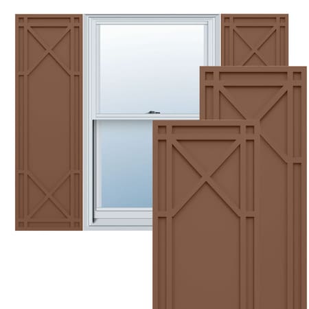 Ekena Millwork True Fit PVC Bungalow Fixed Mount Shutters, Burnt Toffee, 15W x 70H, PR TFP001BG15X070BT