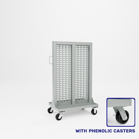 Pucel Portable Bin & Shelf Cart, 36 in W x 61 in H x 24 in D, Gray PBSC-L-36P