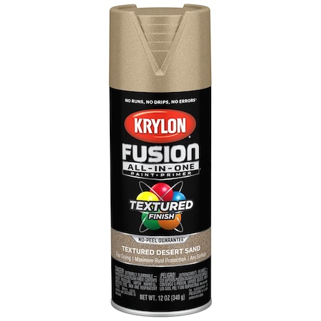 Krylon 12 Oz K02781007 Desert Sand Fusion All-In-One Paint & Primer Spray Paint, Textured K02780007