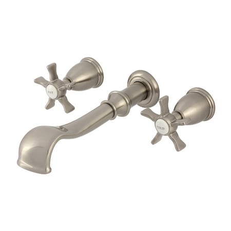 Kingston Brass Two-Handle Wall Mount Tub Faucet, Brushed Nickel KS5028NX
