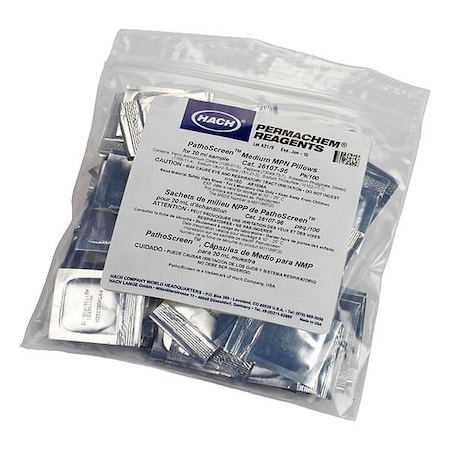 Hach Medium MPN Pillows, 20 mL, Pack, PK100 2610796