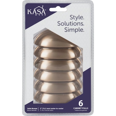 Hardware Resources KasaWare 3-11/16'' Overall Length Satin Bronze Cup Pull, 6PK K3833SBZ-6
