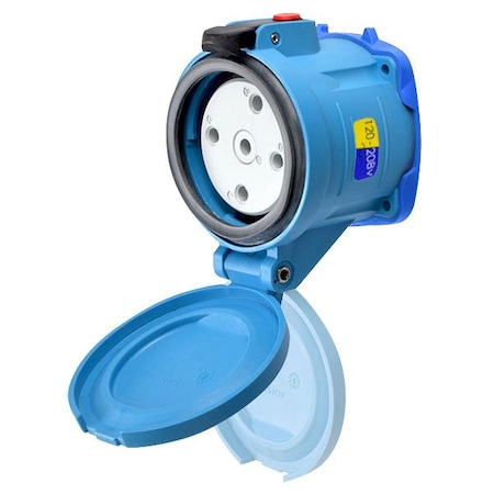 Meltric DS60 RECEPTACLE POLY BLUE SIZE 4 TYPE 4X IP 69 3P+N+G 60 A 120/208 VAC 60 Hz NO AUX 33-64167