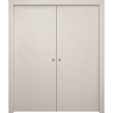 Sartodoors Sliding French Double Pocket Doors 36 x 80 inches, Ego 5005 Painted White Oak, Kit Rail Hardware , EGO5005DP-PWO-36