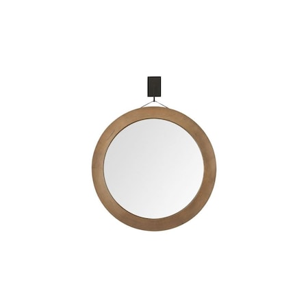 Homeroots 44" Brown Round Wood Framed Rope Hanging Accent Mirror 376439