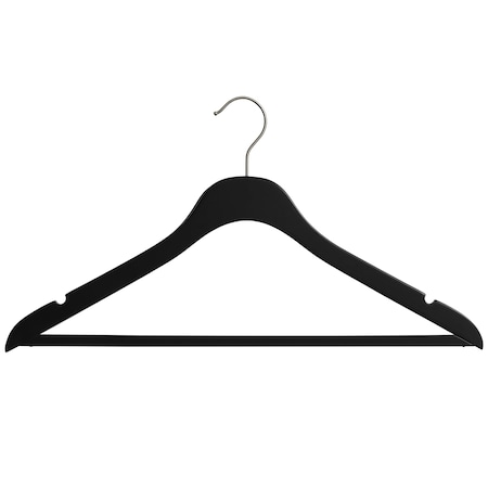 Nahanco 17in Low Gloss Black Wooden SlimLineSuit Hanger w/ Pant Bar, 50PK SL70217WB50