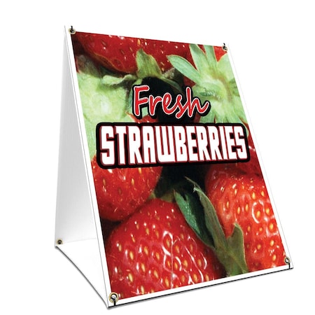 Signmission Fresh Strawberries, 36 Inch x 24 Inch A-frame Yard Sign, Plastic Sign SBC-2436-Fresh Strawberries