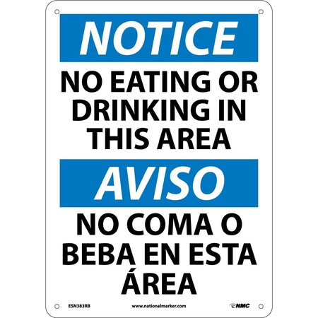 Nmc Notice No Eating Or Drinking Sign - Bilingual, ESN383RB ESN383RB