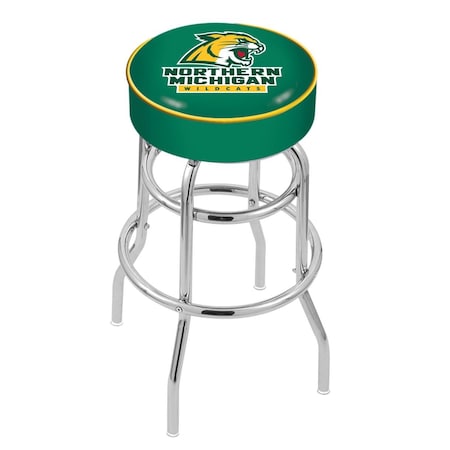 Holland Bar Stool Co 30" Northern Michigan Cushion Seat, 2-Ring Chrome Swivel Bar Stool L7C130NorMic
