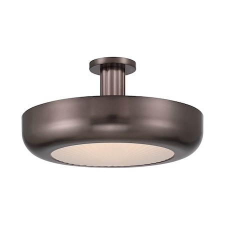 Euf Macey, Flush Mount, 22", Harlow Bronze, Etched Glass 50390-014