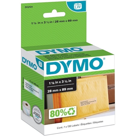 Dymo Printer Label, Clear, Labels/Roll: 130 30254