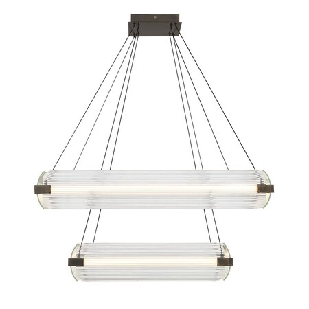 Euf Neoness, Chandelier, 8-Light, 34", Weathered Brass, Clear Glass 50055-029