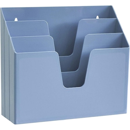 Acrimet Horizontal Triple File Folder Holder Organizer (Solid Blue Color) 860.AO