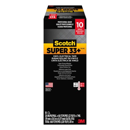 Scotch Super 33+ Electrical Tape, , 3/4 x 66 ft x 0.007 19