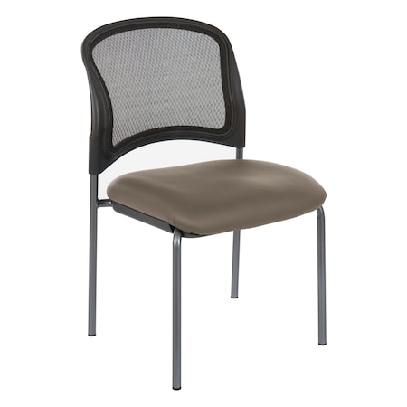 Office Star ProGrid Titanium & Black Visitors Chair, Straight Legs, Dillon Grey 86724R-R103