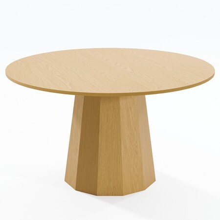 Homeroots 52" Natural Wood Pedestal Base Round Top Dining Table 721089