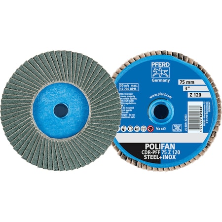 Pferd 3'' POLIFAN Mini Flap Disc - Flat - Zirconia - 120 Grit 42823